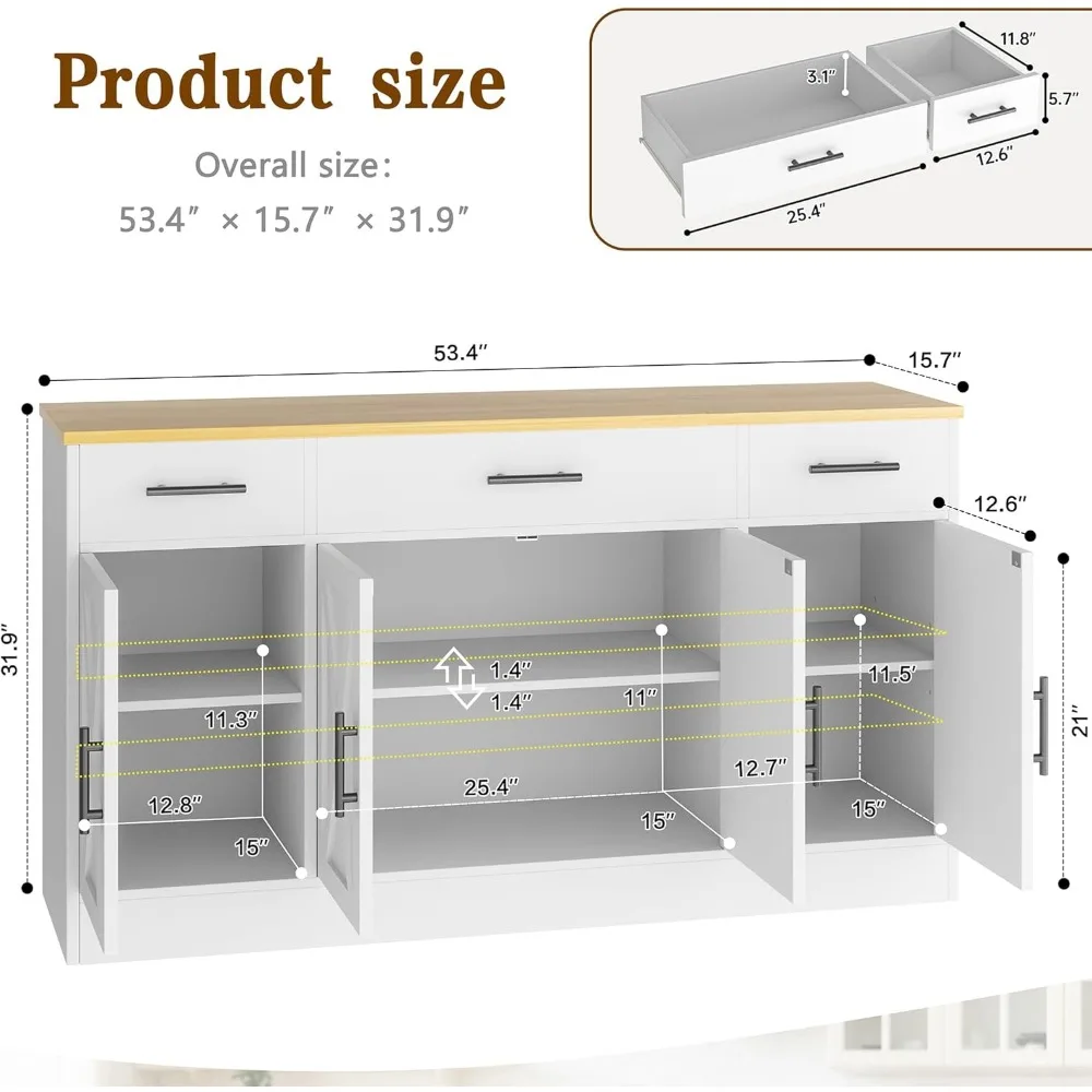 Шкаф-буфет с ящиками большой сервант 53 дюйма кухонный шкаф-буфет современный