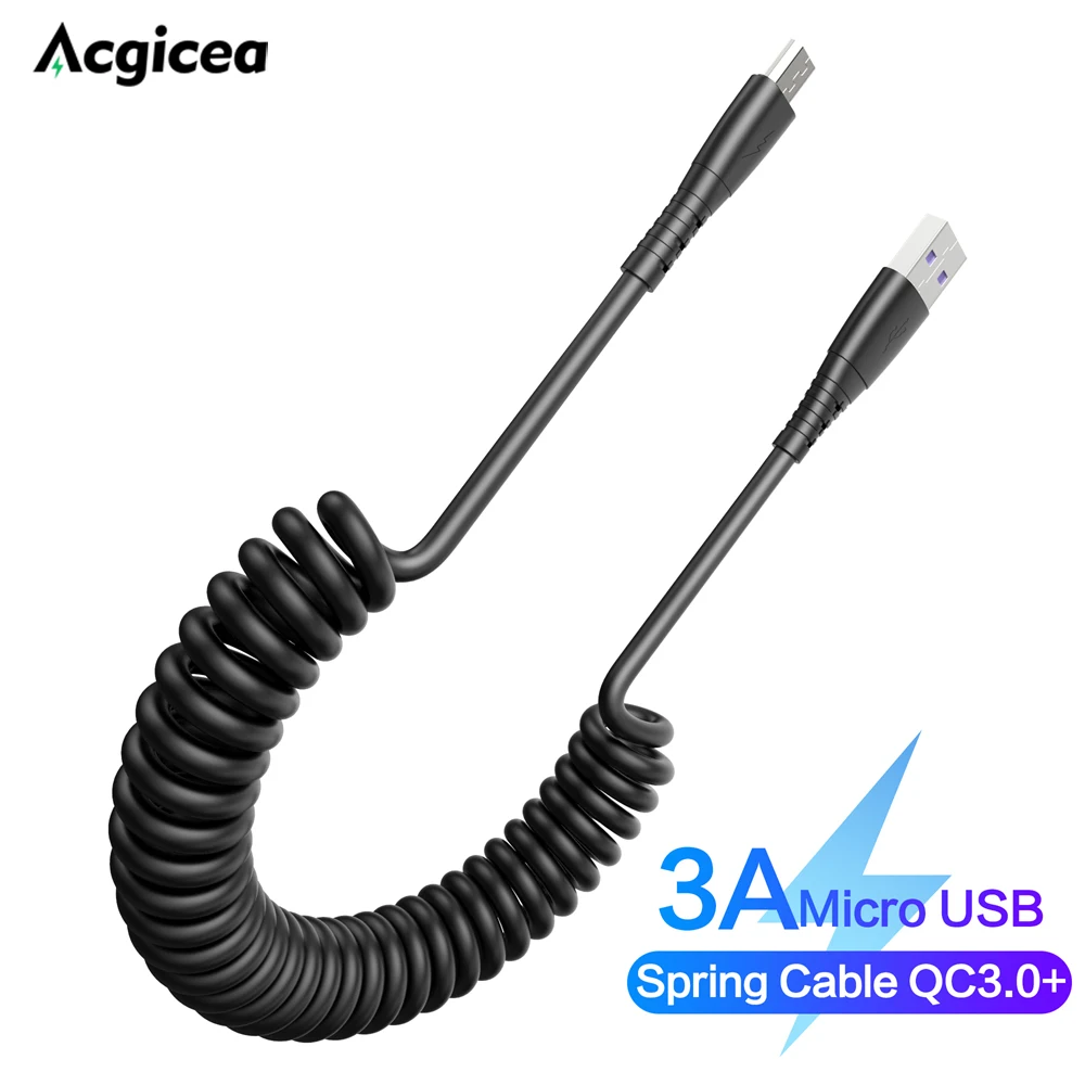 

Spring USB Cable Retractable Type C Cable Car Extendable Cord For Huawei Samsung S10 Extension Landline Phone Type-C Data Cord