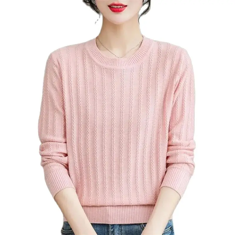 Вязаный пуловер рубашка с круглым вырезом женский свитер осень-зима новая теплая