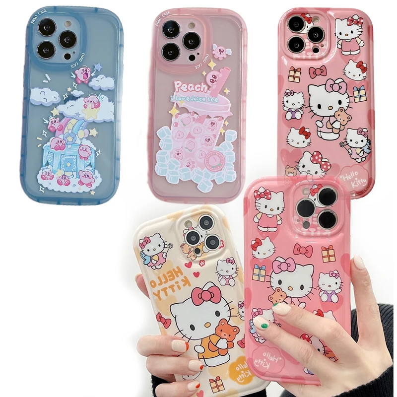 

Чехол Kawaii Hello Kitty для Iphone, силиконовый мягкий чехол для 11 12 13 моделей аниме, милый защитный чехол для телефона, аксессуары для телефона