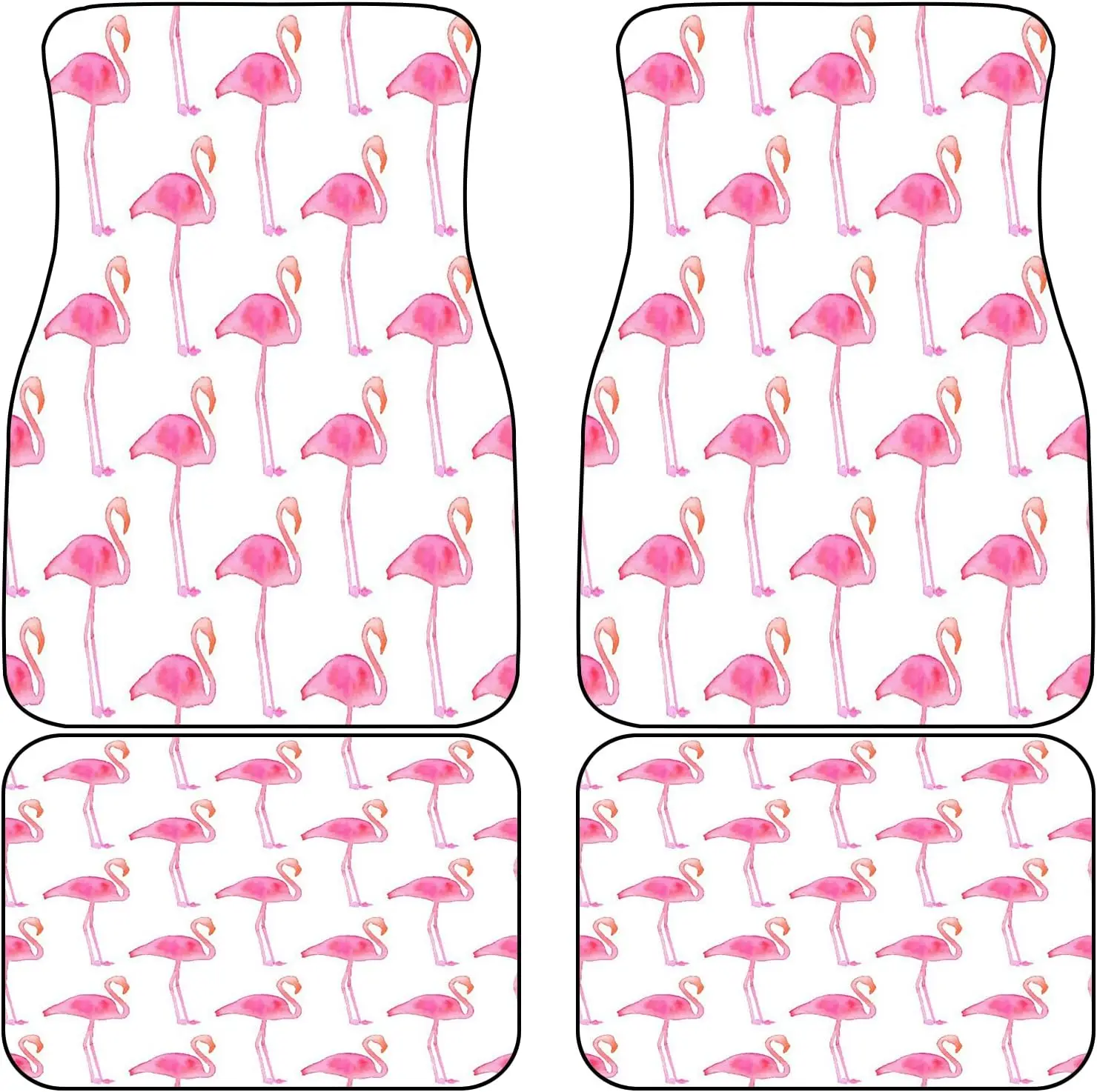 

Car Floor Mats Flamingos Pattern with Watercolor Painting Set of 4 Car Carpet Floor Mats Anti-Slip Rubber Backing Foor Mats