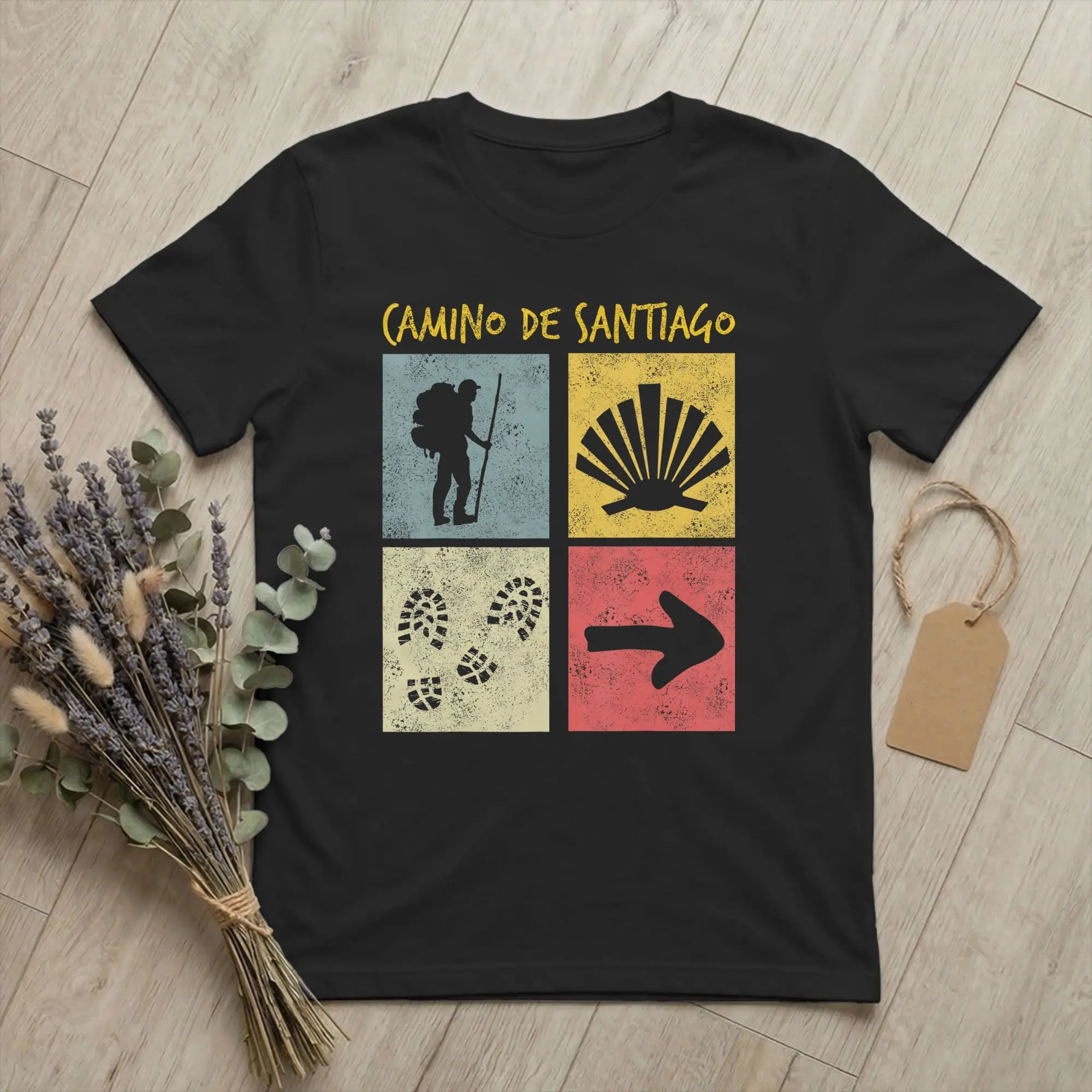 Фото Мужские футболки Camino de Santiago Way of St James, винтажные футболки Buen Camino, футболки с короткими рукавами и круглым вырезом, хлопковые летние товары №2