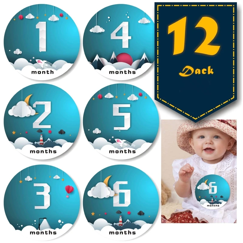 

12Pcs Baby Monthly Milestone Stickers 1-12 Months Photo Picture Props for Infant Baby Newborn Scrapbook Accessories Dropship