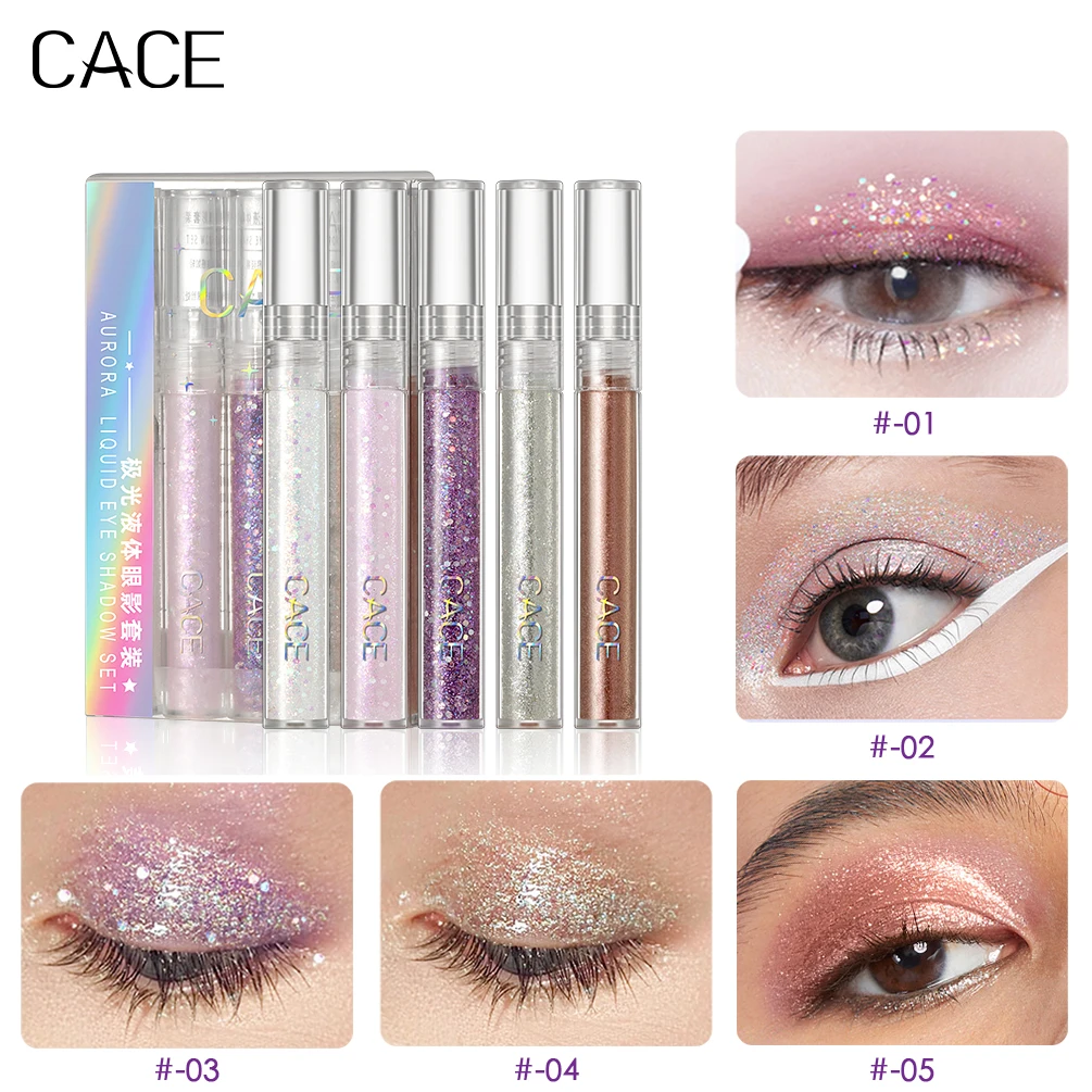 

Набор теней для век CACE, цветные блестящие тени для век, стерео Сияющие тени для век, макияж, водостойкий жидкий пигмент, набор для макияжа