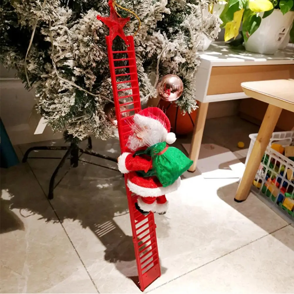 

2022 Gift Electric Climbing Ladder Santa Claus Christmas Ornament Decoration For Home Christmas Tree Hanging Decor Kids Toys