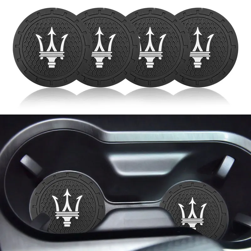 

1pcs Car Cup Coaster Non-Slip Mat For Maserati Ghibli Granturismo Quattroporte Levante Gransport Granlusso 3200 GT 4200 Coupe