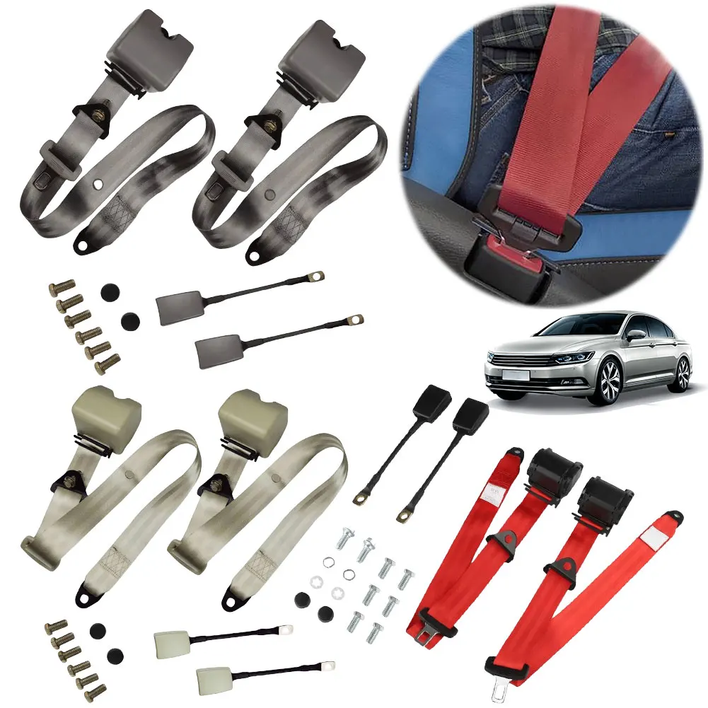 2 Шт. 3-точечные Регулируемые Выдвижные Ремни Безопасности Застежка Из