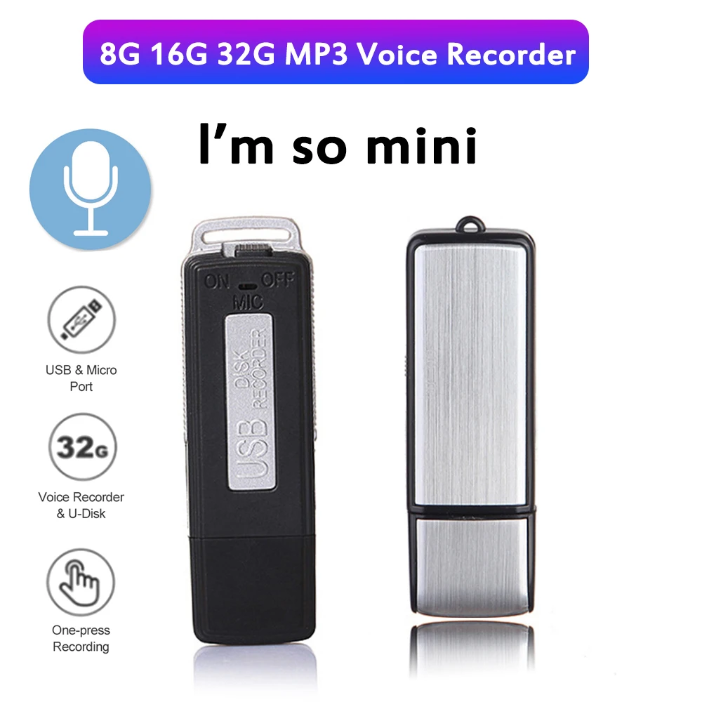 

Mini Digital Voice Sound Recorder U Disk USB Audio Dictaphone Long Standby Recording OTG Pen MP3 Player For Android PC Business