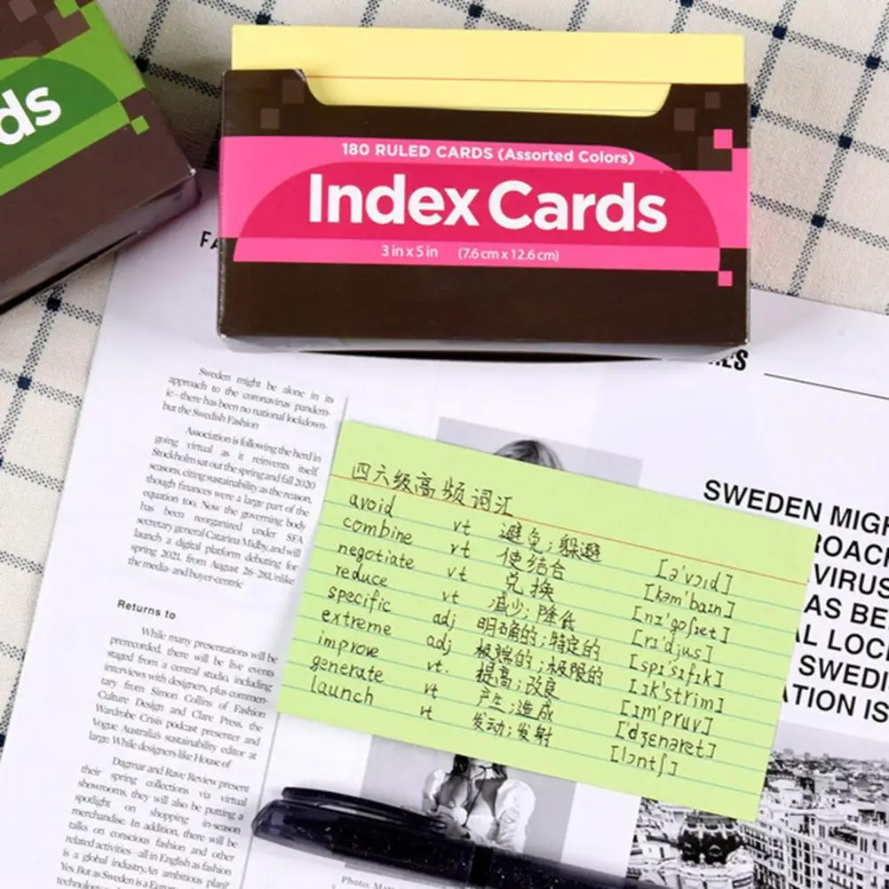 

1 Set Index Cards Vibrant Color Eye-catching Paper Ruled Index Writing Study Cards Miniature Colorful Index Cards Supplies