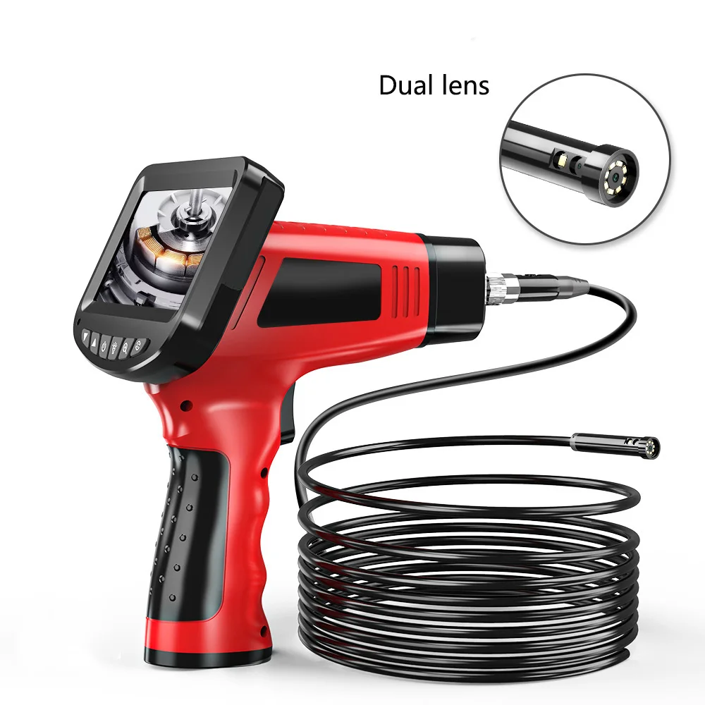 

Auto Focus Industrial Endoscope Camera Thin Snake Camera Probe 1080P HD Dual lens Borescope Camera with 4.3'' Screen