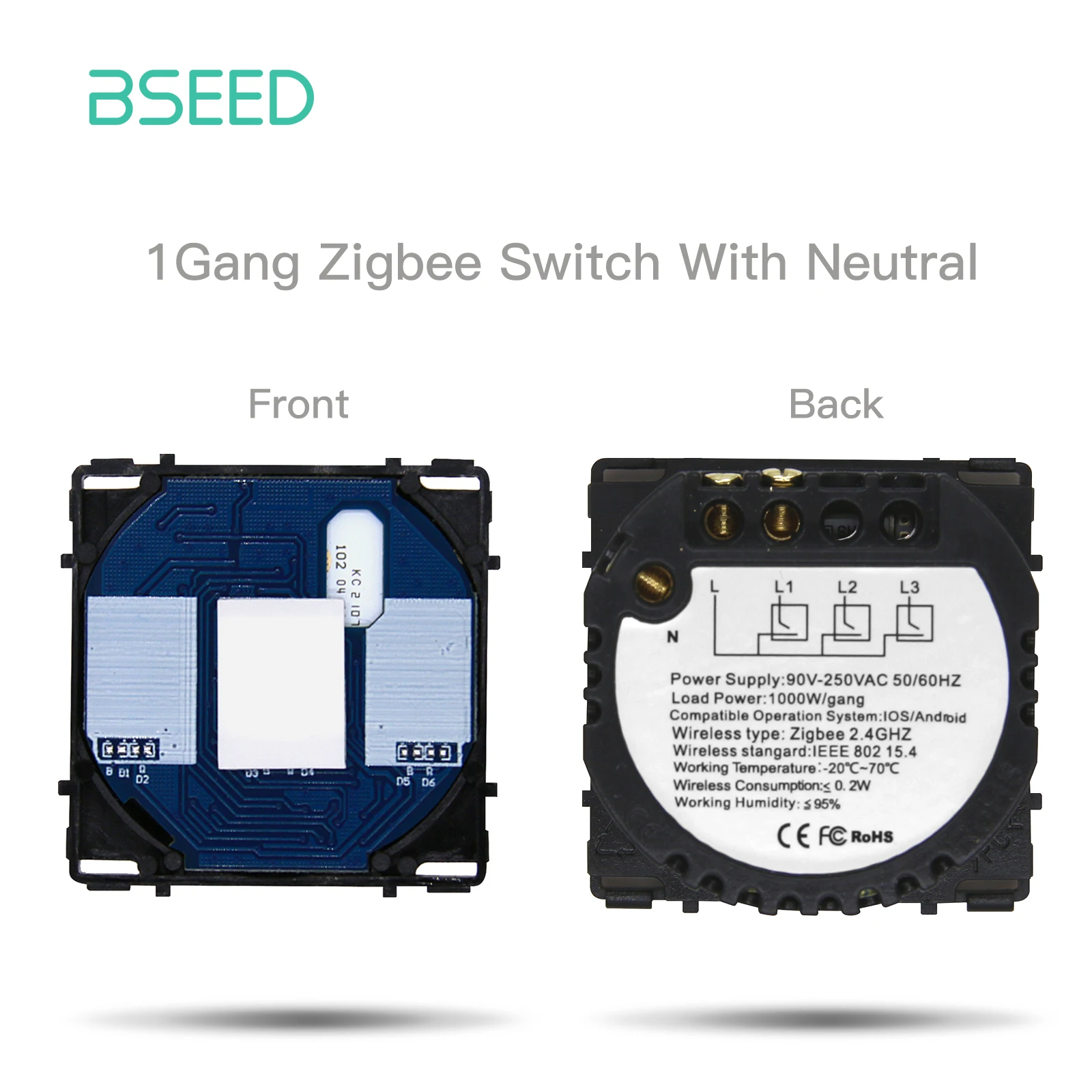 BSEED Сенсорный выключатель Zigbee для штор