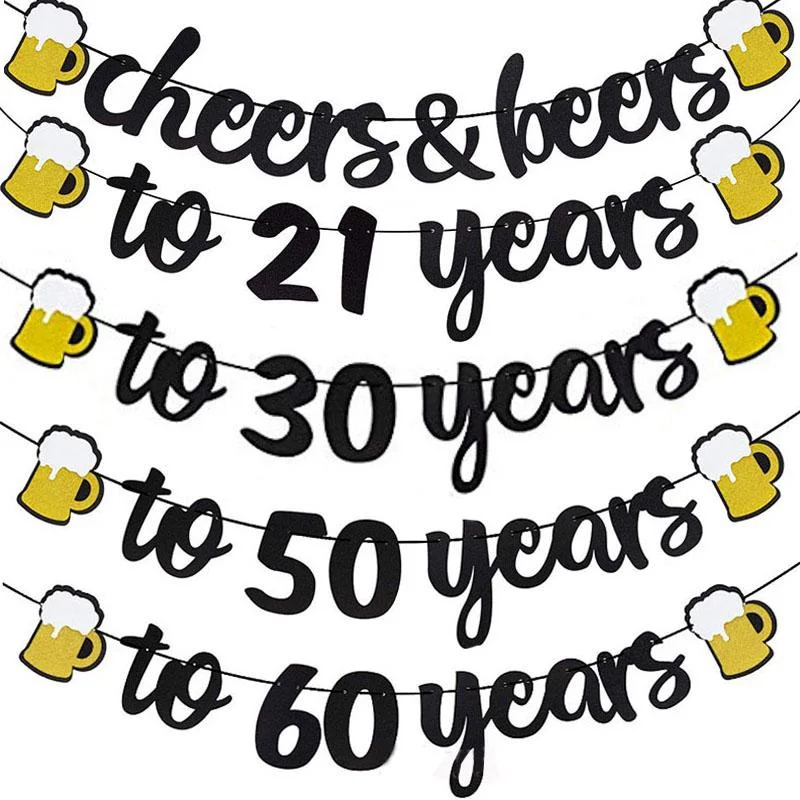 

Cheers 21 30 40 50 60 Years Glitter Banner for Women Man 21th 30th 40th 50th 60th Birthday Anniversary Party Decorations