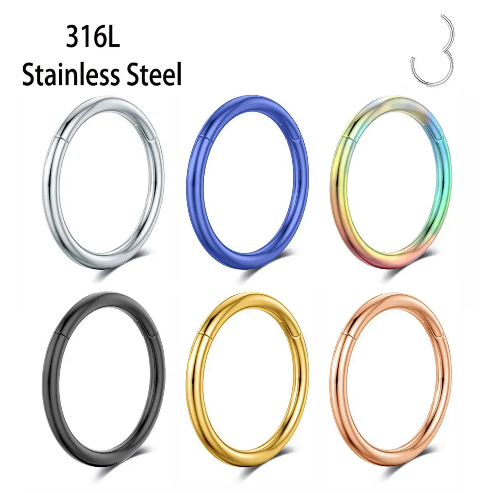Кольцо из нержавеющей стали 316L Для Пирсинга Ушей 6 цветов яркость 16 г женские