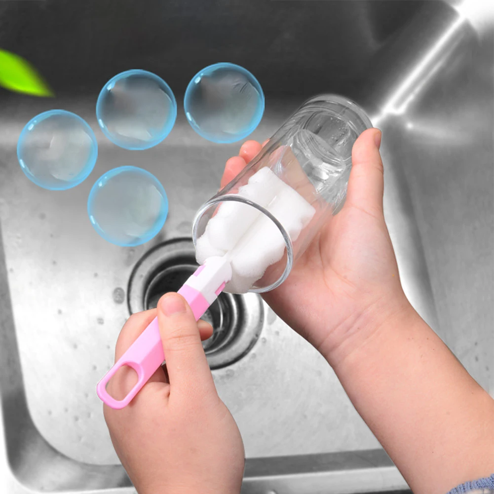 

Sponge 8cm Cup Handle 12cm Brush Foam Bottle Cup Glass Kitchen Car Baby Bottle Cleaning Baby Bottles, Water Bottles, Glass, Cups