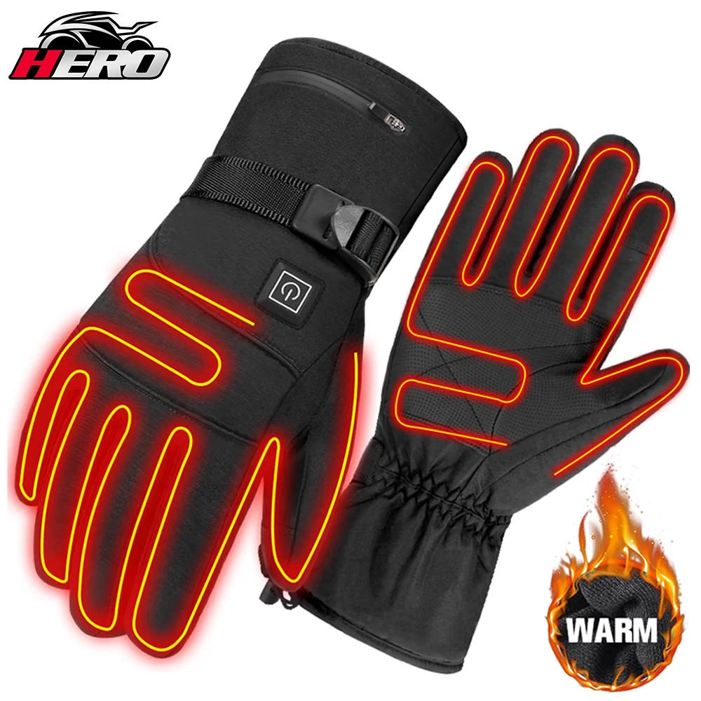 

Мотоциклетные Перчатки HEROBIKER, водонепроницаемые, с подогревом, сенсорный экран, литиевая батарея, Зимние перчатки для езды на мотоцикле