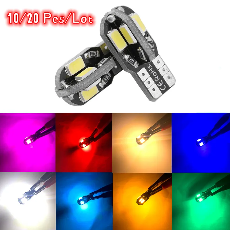 

10/20PCS W5W T10 LED Bulbs Canbus 5730 8SMD 12V 6000K 194 168 LED Car Interior Map Dome Lights Parking Light Auto Signal Lamp