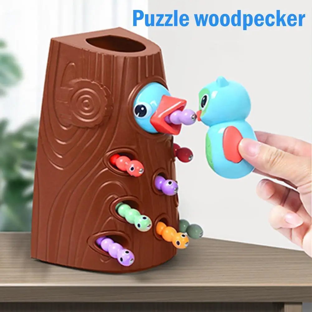 

Montessori Educational Toys For Children Woodpecker Catch Worm Toy Kids Magnetic Fishing Game Set Baby Intelligence Develop Toys
