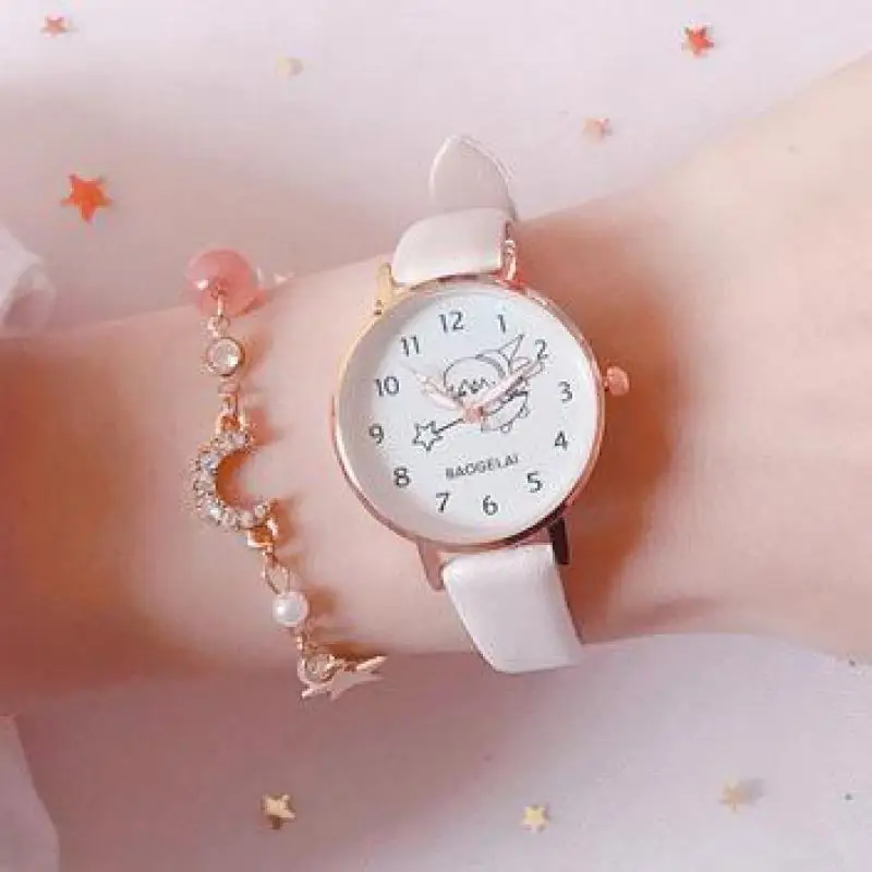

Fashion Round Quartz Cartoon Character Dial Casual Wrist Watches Leather Strap Fashionable Clock for Waterproof Watch for Ladies