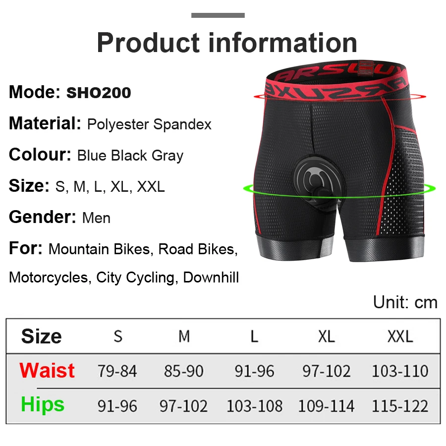 NEWBOLER Men's Cycling Shorts GEL Pad Breathable Mesh Cycling Underwear Shockproof Bicycle Underpant MTB Road Bike Riding Shorts