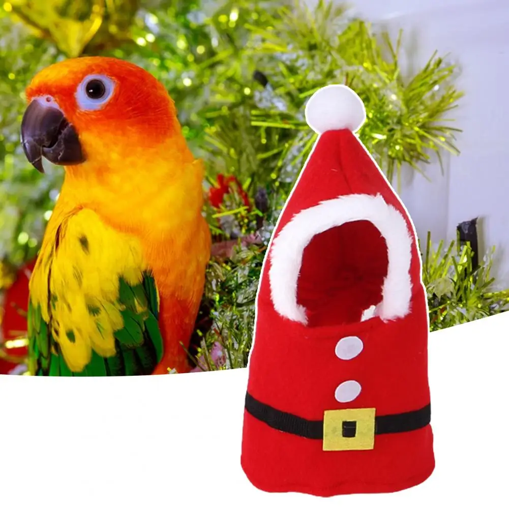 

Pretty Bird Outfit Fastener Tape Coral Velvet Santa Claus Style Cockatiel Clothes Parrot Clothes Bird Clothes