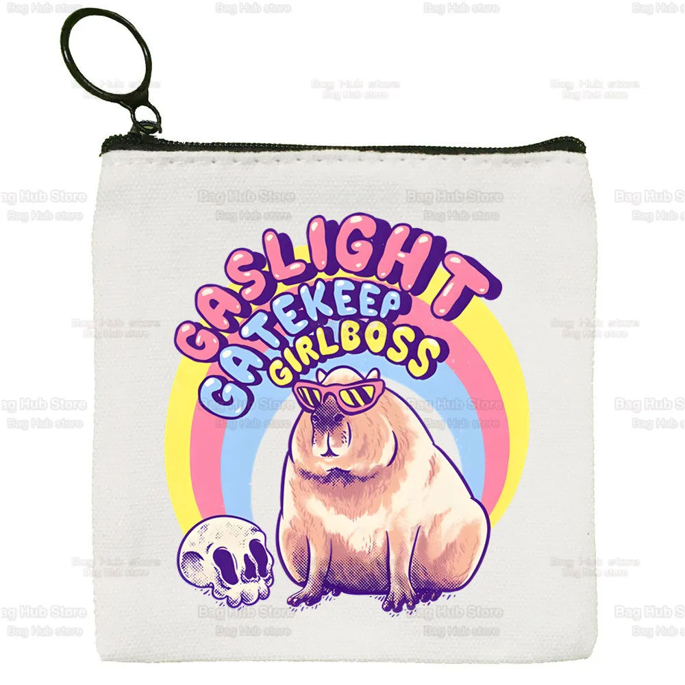 Capybara Funny Women's Bag Pure White Bag Animal Handmade Cloth Bag OK I Pull Up Coin Purse Whiteboard  Bag Handbag