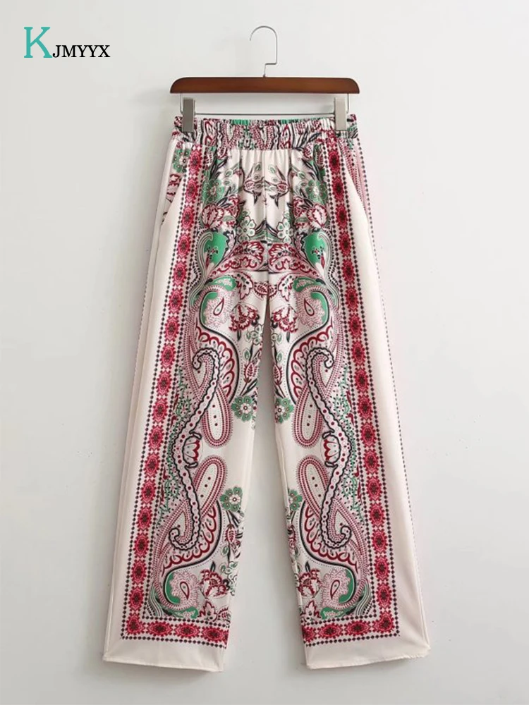 

2022 Summer New Women's Printed Loose Retro Trousers High Waist Casual