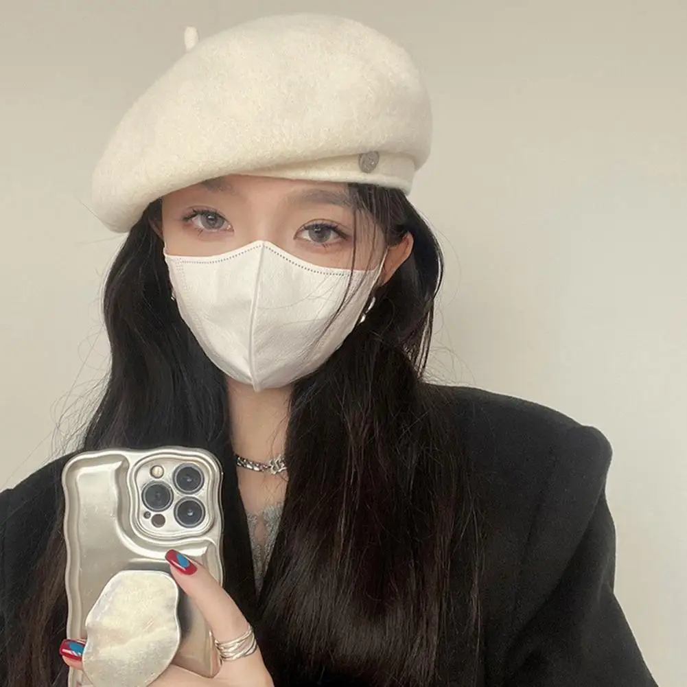 

Brimless Hat Thick Warm Beret Soft Anti-slip Winter Cap for Ladies Lightweight Decorative Vintage Painter Hat Lady Brimless Hat