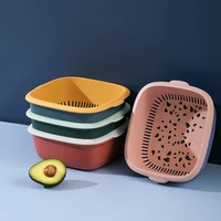 new household kitchen double layer washbasin basket fruit plate fruit and vegetable vegetable cleaning basket