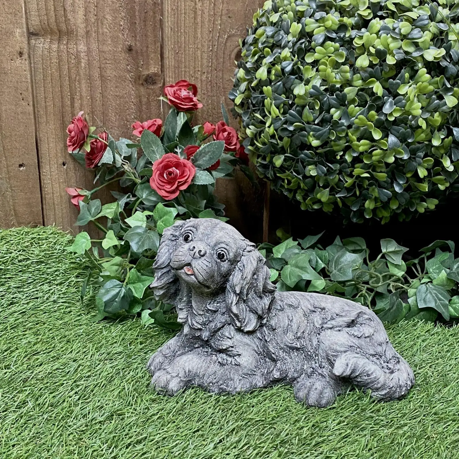

Adorable Puppy Dog, Figurine Garden Statues Sculpture Decor Animal Resin Lying Down for Outdoor Patio Gardens Pet Memorial Gifts