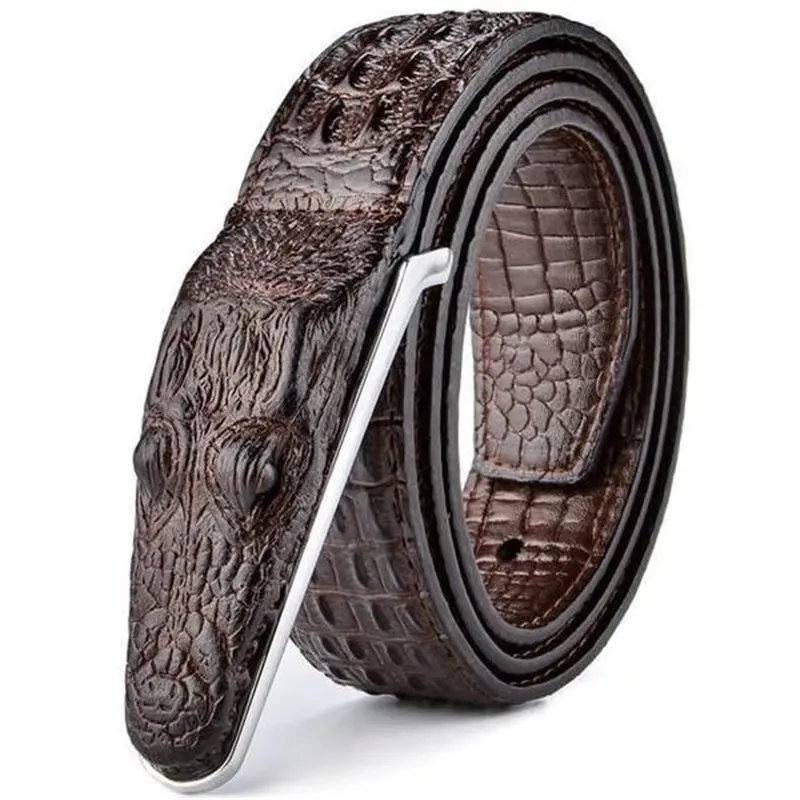 

New Fashion Luxury Crocodile Skin Design Men Belt Genuine Leather Pin Buckle Alligator Jeans Belts For Men's