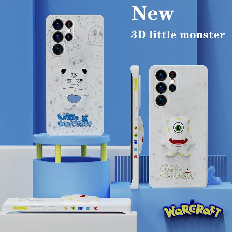 

Luxury 3D cartoon stereo Case For Samsung Galaxy S22 S21 Plus S20 FE Note 20 Ultra A22 A72 A52 A32 A12 Soft Little monster Cover