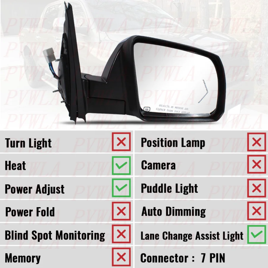 

Для Toyota Tundra Sequoia 2007 2008 2009 2010 2011 2012 2013 7-контактное хромированное зеркало с регулировкой мощности и указателем поворота в сборе