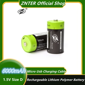ZNTER 1.5V 6000MAH Lithium Polymer Battery Size D Rechargeable Batteries Charging by USB Cable Cell for Gas Cooker Oven Dropship