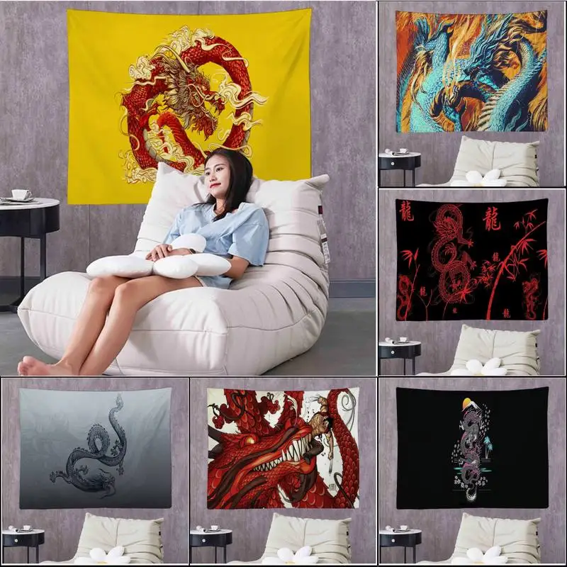 

Chinese Dragon Tapestry Art Printing Cheap Hippie Wall Hanging Bohemian Wall Tapestries