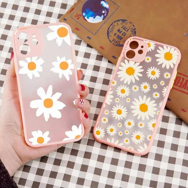 

Daisy bud flower Floral Phone Case matte transparent For iphone 7 8 11 12 13 plus mini x xs xr pro max cover
