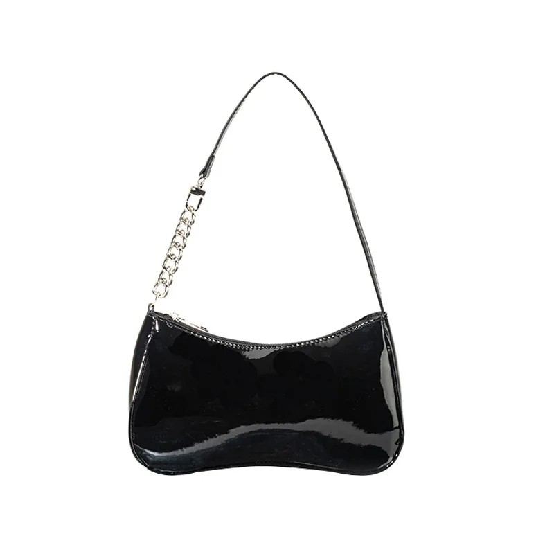 

FASHION ARMPIT BAGS WOMEN 2022 BRAND LUXURY HANDBAGS PATENT LEATHER SHOULDER BAGS PU LEATHER CHAIN UNDERARM BAG GIRL'S PURSES
