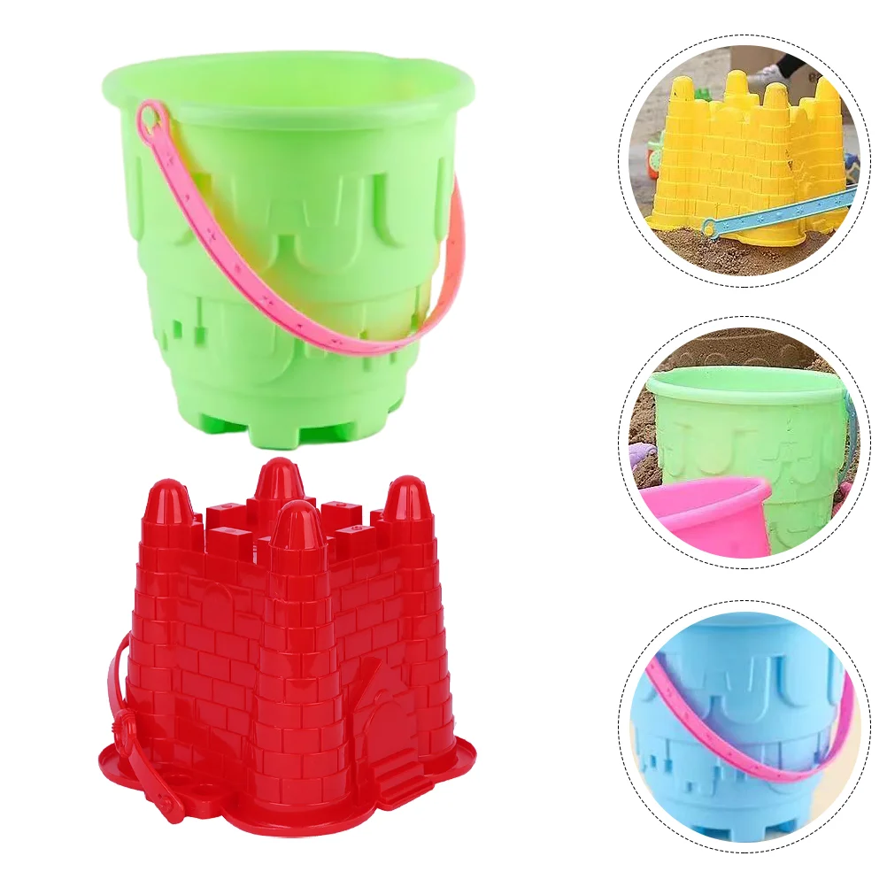 

2 Pcs Beach Bucket Plastic Mold Summer Sand Toys Sandcastle Building Creative Buckets