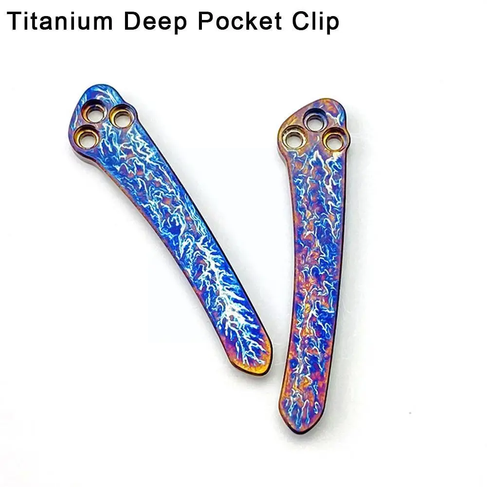 

Hand Made Titanium Deep Carry Pocket Clip for Spyderco Knives Spider Pattern With Screws Outdoor Camping Small Tools L2E8