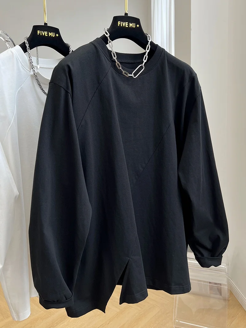 Дизайнерская нишевая Повседневная Свободная рубашка в стиле пэчворк с круглым