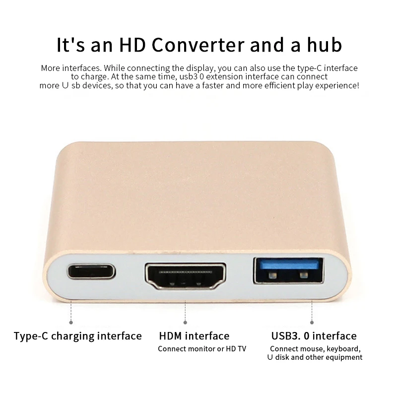 Новинка мультипорт для USB 3.1 Type C Type-C HDMI HD TV 3.0 type-c Кабель-адаптер конвертер 4K