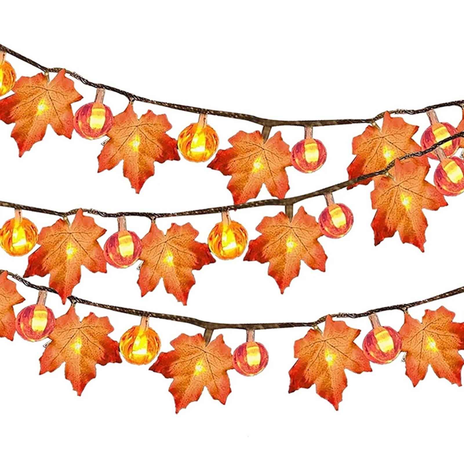 

6m 40LEDs Garland Party Favors Home Garden Pumpkin Battery Powered Warm White String Light Maple Leaf Christmas Indoor Outdoor