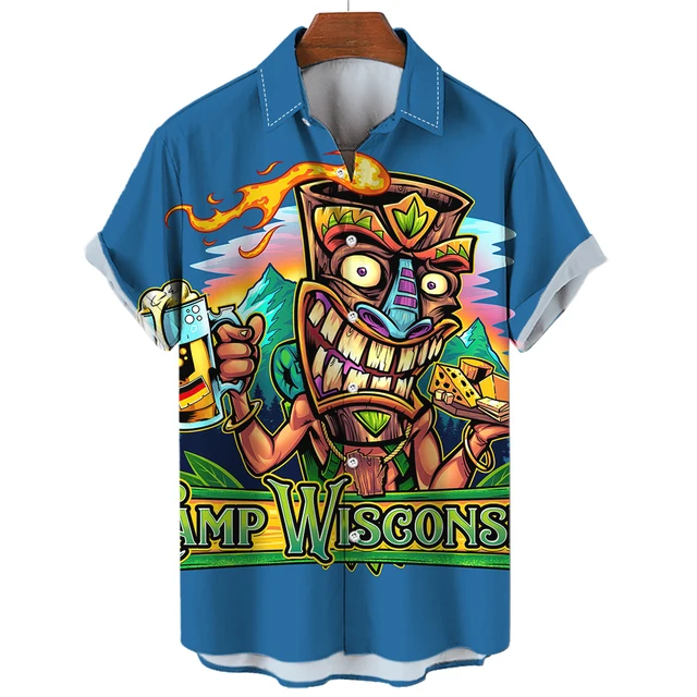 

2023 Men's Shirt Men's Shirt Short Sleeve Eu Cotton Skull 3d Aloha shirt Men's Plus Size Summer Casual