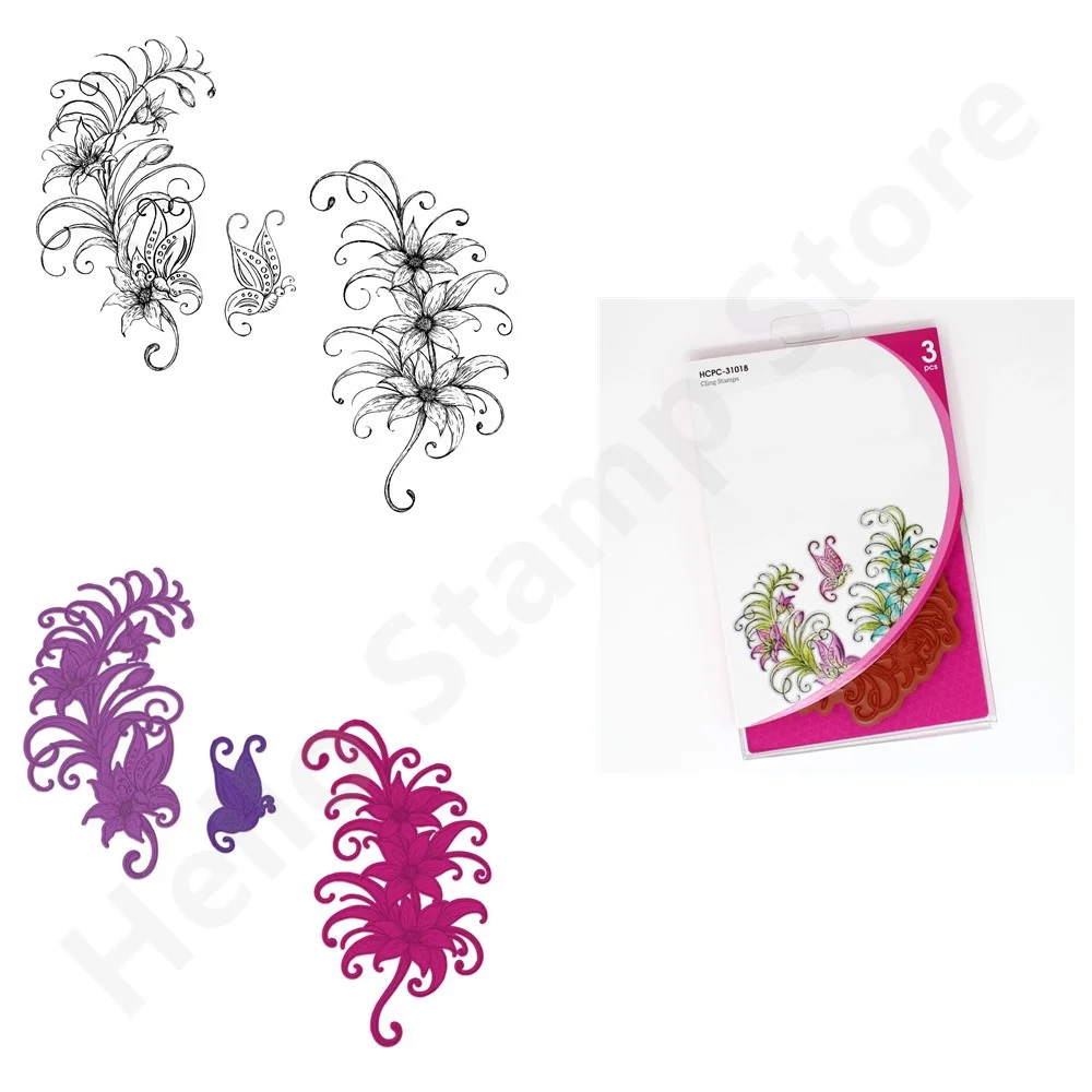 

Petite Feathery Florals Metal Cutting Dies and Stamps Template For DIY Scrapbooking Album Embossing Paper Card Craft Supplies