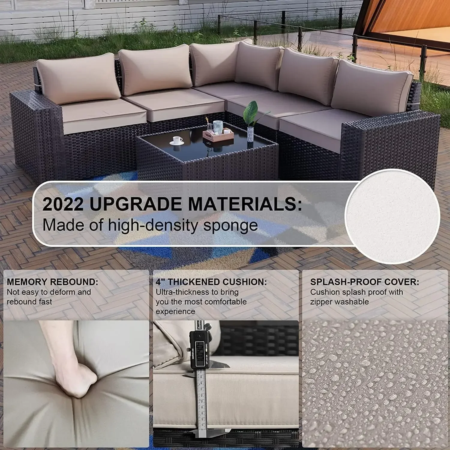 12 шт. набор мебели для патио полиэтиленовый плетеный ротанговый секционный диван