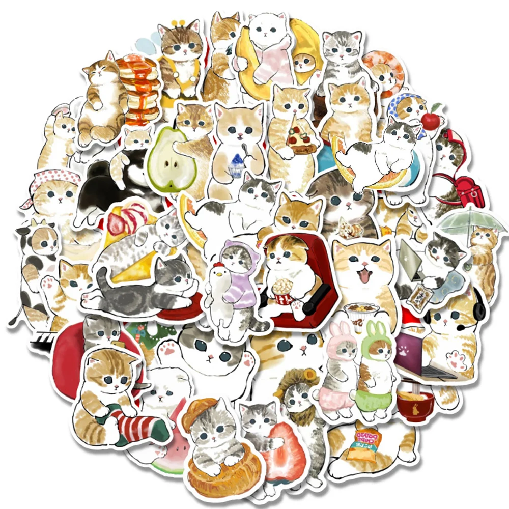 

10/30/50pcs Kawaii Cat Cartoon Sticker Cute Animal Decals Kids Toys Scrapbook Laptop Stationary Suitcase Car Decoration Sticker