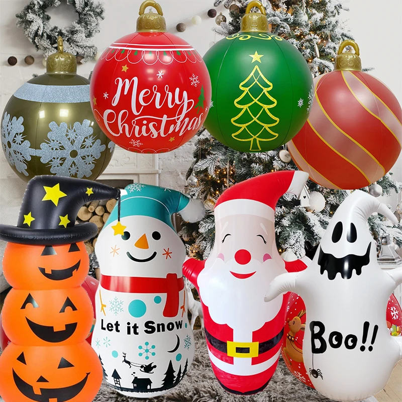 

Christmas Halloween Pumpkin Man Tumbler Toy Led Light Giant Inflatable Toy White Ghost Ghost Santa Claus Snowman Decoration Gift