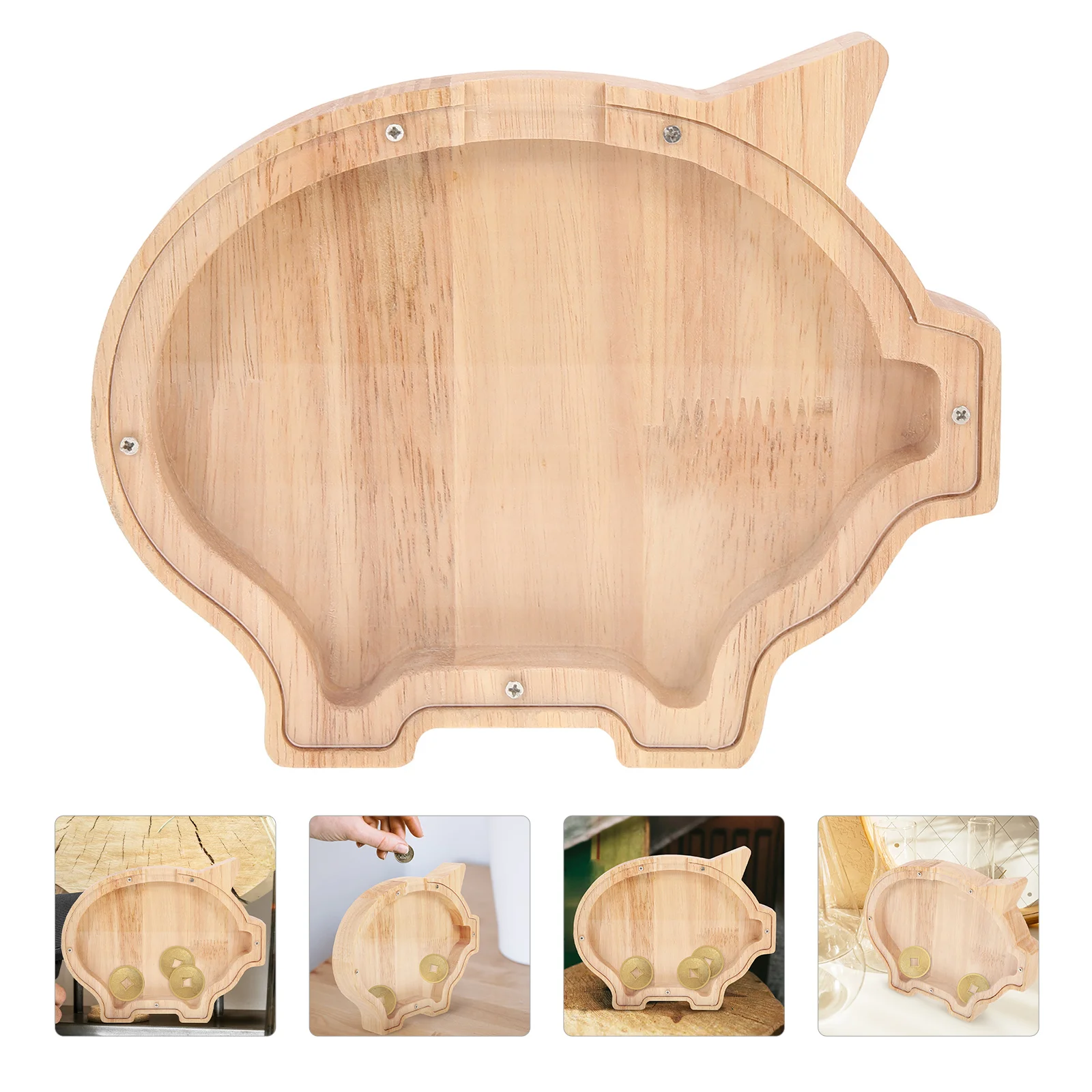 

Wooden Money Box Animals Shape Money Jar Wooden Piggy Bank Kids Saving Pot Gift