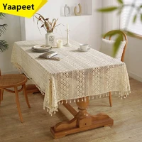 vintage hollow tablecloth american woven tassel rectangle round tablecloth wedding birthday party table decoration home textile
