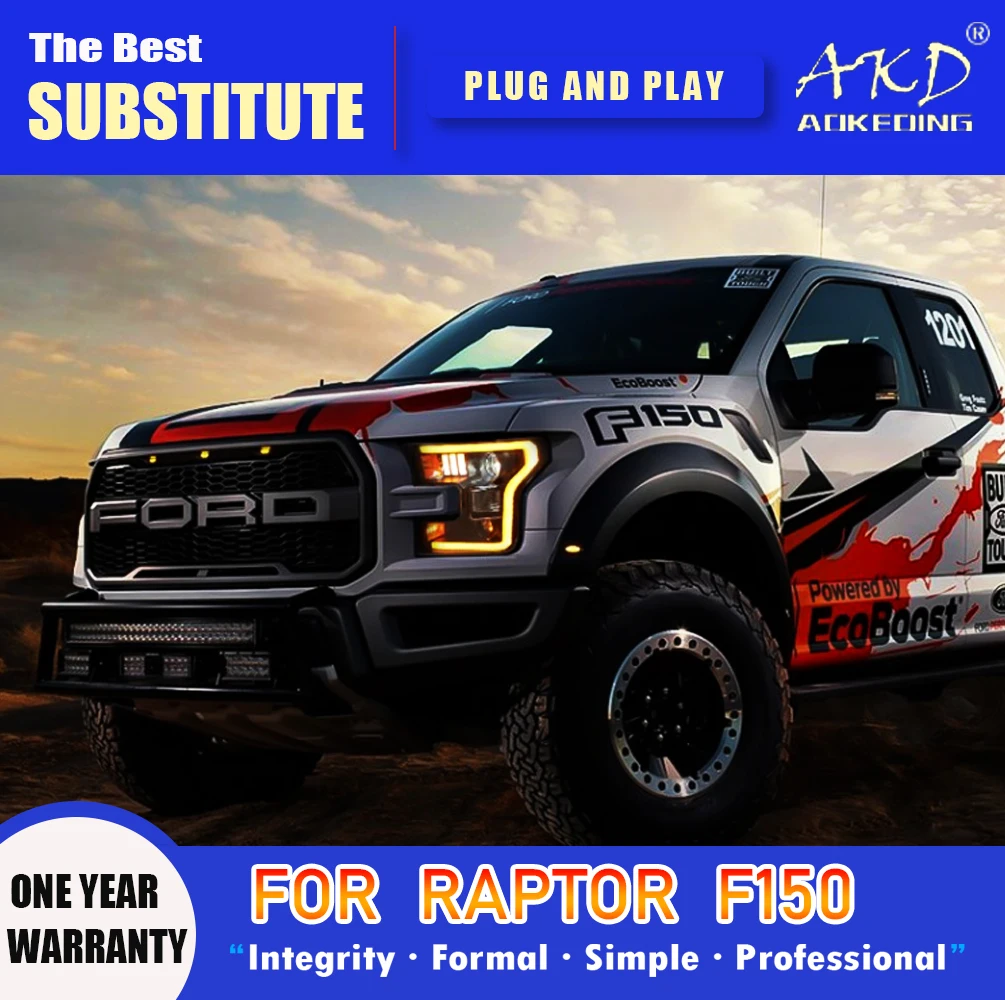Фара AKD для Ford Raptor F-150 светодиодсветодиодный фара 2015-2020 фары F150 DRL сигнал поворота