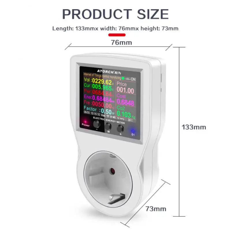 

Tuya WIFI Smart Socket Digital Wattmeter 220V AC Power Meter Electricity consumption EU Plug Power Kilowatt Wattage Energy Meter